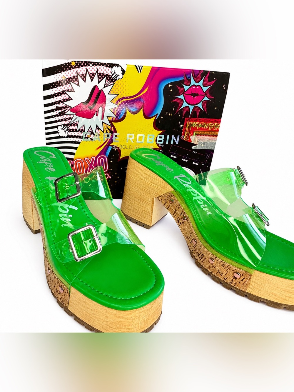 Cape Robbin Tanuji Green Platform Clog Sandals Sz 10 NWT - Picture 4 of 13
